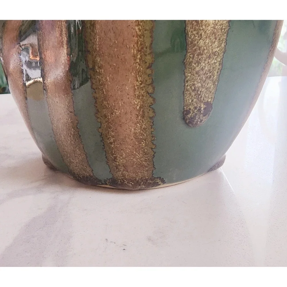 Art Pottery Drip Glaze Vase Urn with Handle
